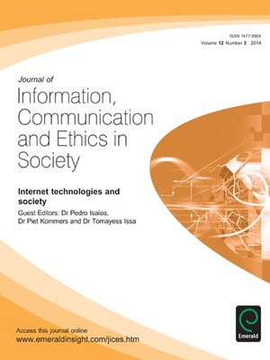 cover image of Journal of Information, Communication & Ethics in Society, Volume 12, Issue 3